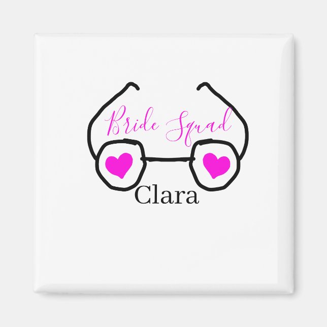 Bride squad pink black googles heart bridesmaid  magnet (Front)