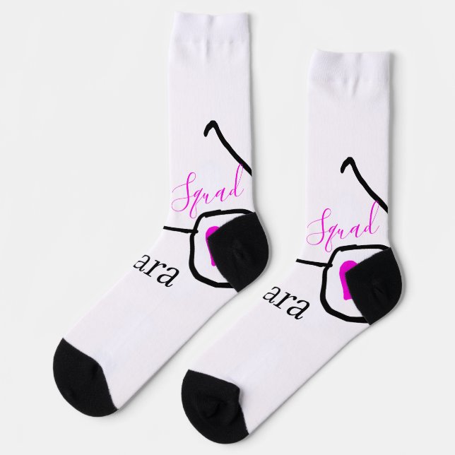 Bride squad pink black googles heart bridesmaid  socks (Left)