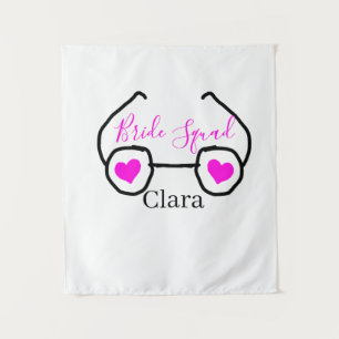 Bride squad pink black googles heart bridesmaid tapestry