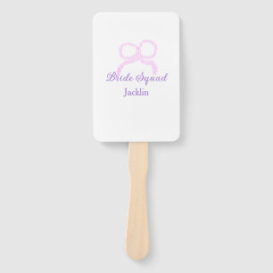 Bride squad pink glitter bow star bridesmaid name hand fan