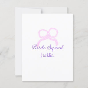 Bride squad pink glitter bow star bridesmaid name  postcard
