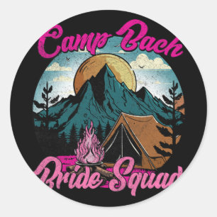 Bride Squad Retro Camping Camp Bachelorette Party  Classic Round Sticker