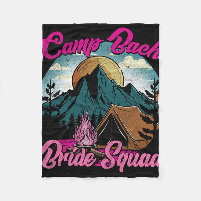 Bride Squad Retro Camping Camp Bachelorette Party  Fleece Blanket (Front)