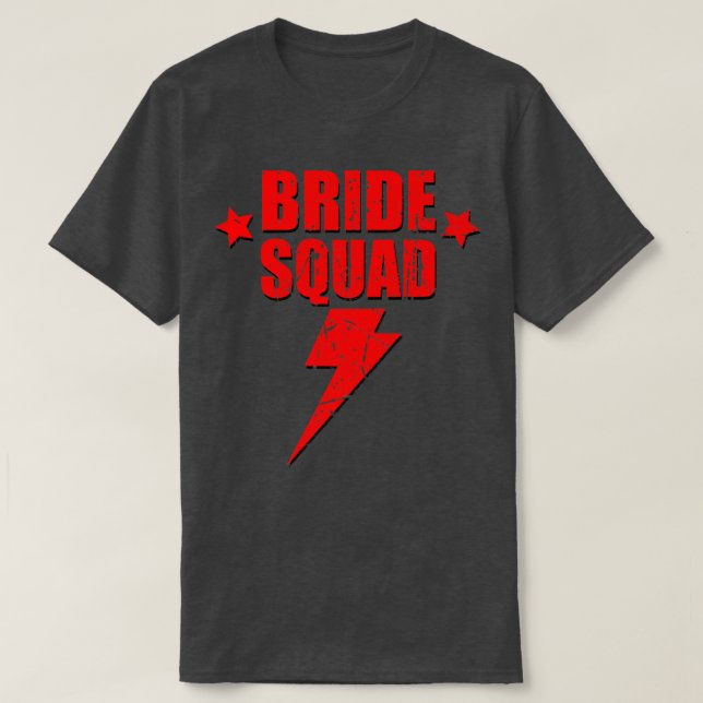 Bride Squad Retro Lightning Bridesmaid Bachelorett T-Shirt (Design Front)
