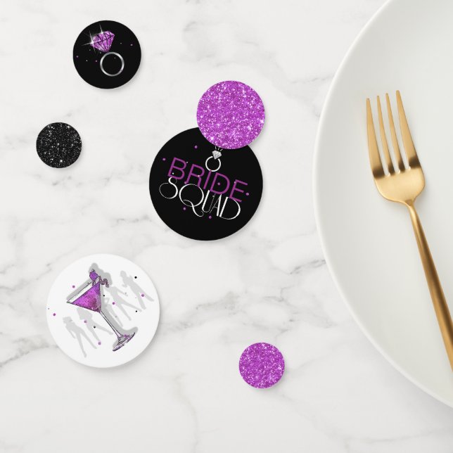 Bride Squad Silhouettes Magenta/Black ID252 Confetti (Group)