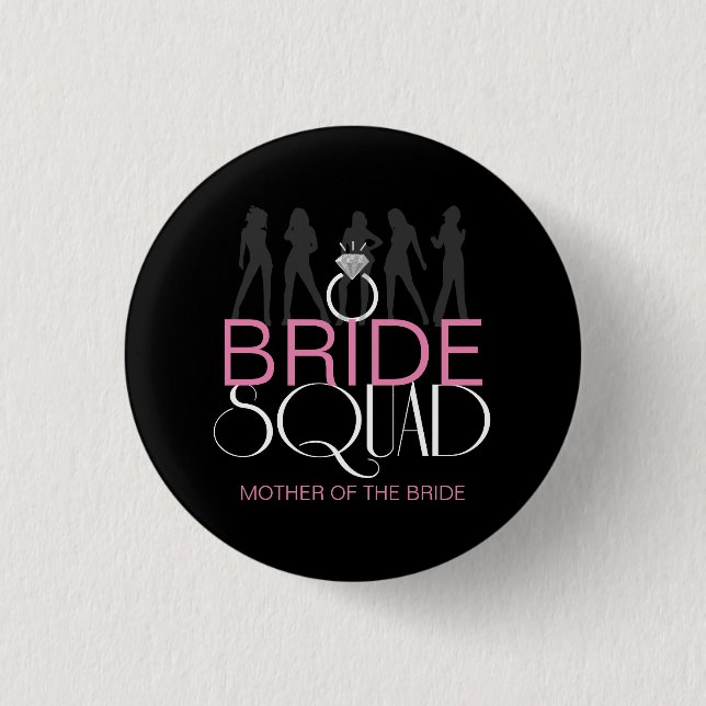 Bride Squad Silhouettes White on Dark  ID252 3 Cm Round Badge (Front)