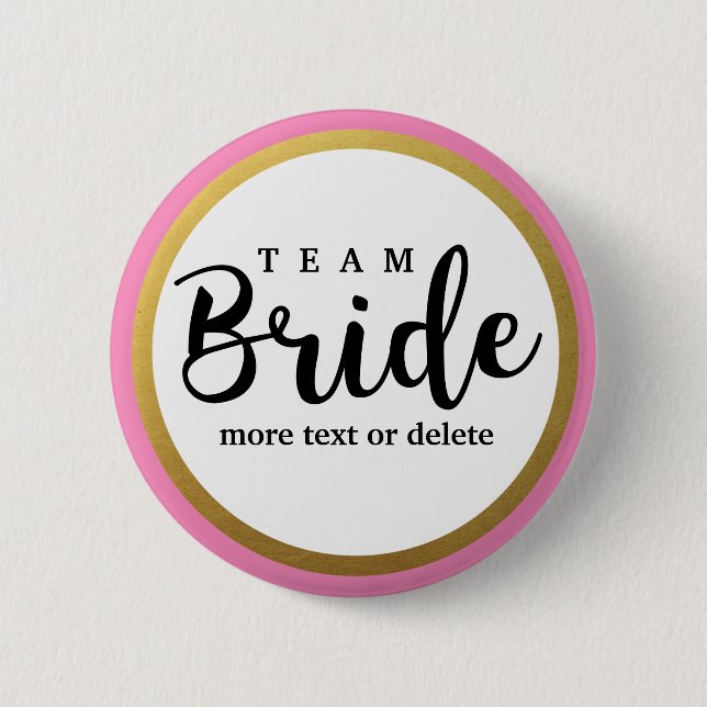 Bride Squad, Team Bride, Chic Modern Wedding Party 6 Cm Round Badge (Front)