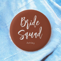 Bride Squad Terracotta Brown White Wedding