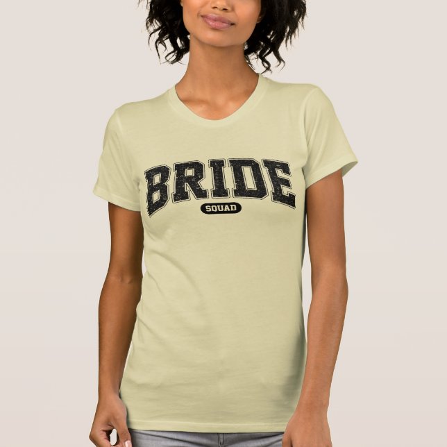 Bride Squad Varsity Typography Bachelorette Party T-Shirt (Front)