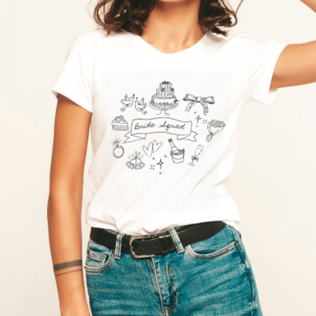 Bride Squad Wedding Party Doodle T-Shirt  Tri-Blend Shirt (Creator Uploaded)