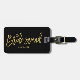 Bride Squad With Diamond Black Luggage Tag