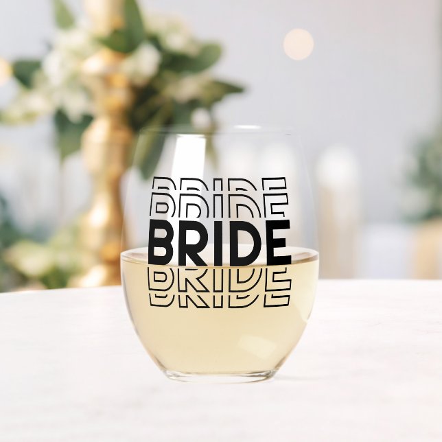 Bride  stemless wine glass (Insitu (Wedding))