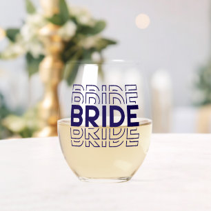 Bride stemless wine glass