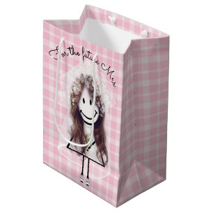 Bride Stick Figure Girl with Bouquet Medium Gift Bag