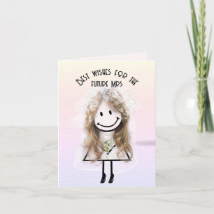 Bride Stick Figure On Hearts Card