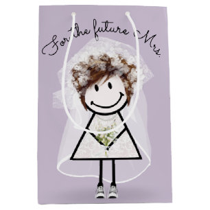 Bride Stick Girl In Lace Dress and Sneakers Medium Gift Bag