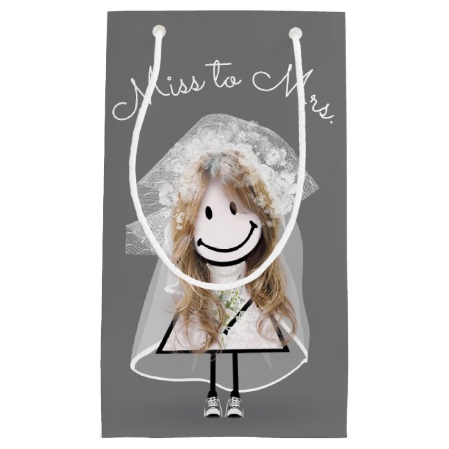 Bride Stick Girl In Lace Dress and Sneakers Small Gift Bag (Front)