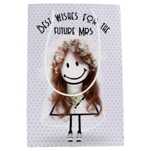 Bride Stick Girl In Sneakers on Hearts Medium Gift Bag