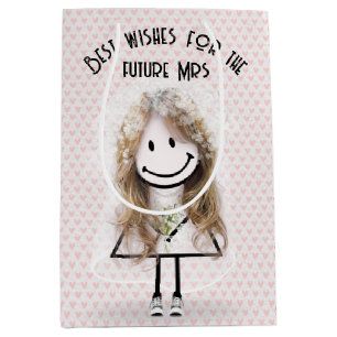 Bride Stick Girl In Sneakers on Hearts Medium Gift Bag