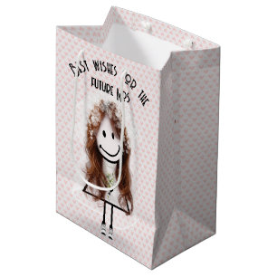 Bride Stick Girl In Sneakers on Hearts Medium Gift Bag