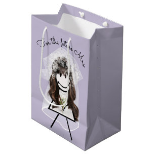 Bride Stick Girl with Daisy Bouquet Medium Gift Bag