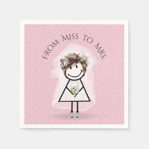 Bride Stick Girl with Sneakers on Dots Napkin