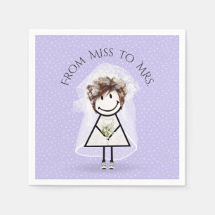 Bride Stick Girl with Sneakers on Dots Napkin