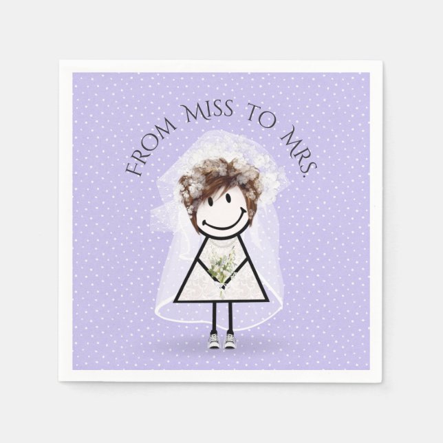 Bride Stick Girl with Sneakers on Dots Napkin (Front)