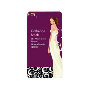 Bride Swirl Address Labels in Plum