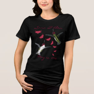 Bride T-shirt Humming Birds & Grunge Hearts Tri-Blend Shirt
