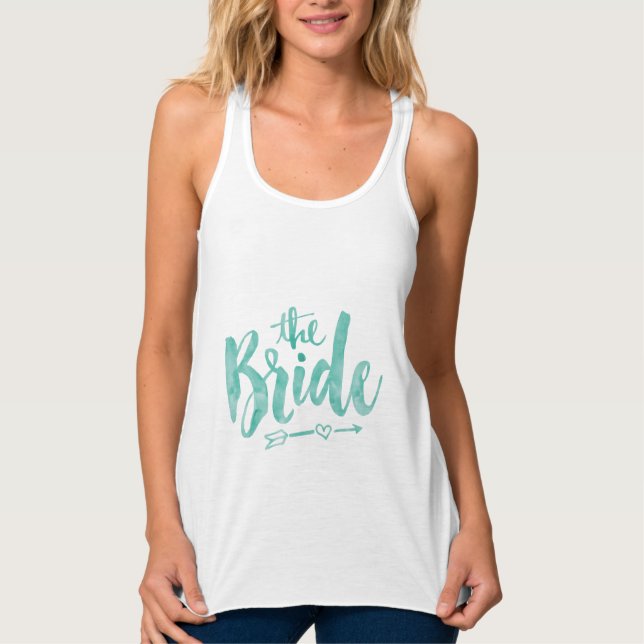 Bride Tank Top - Turquoise Watercolor (Front)