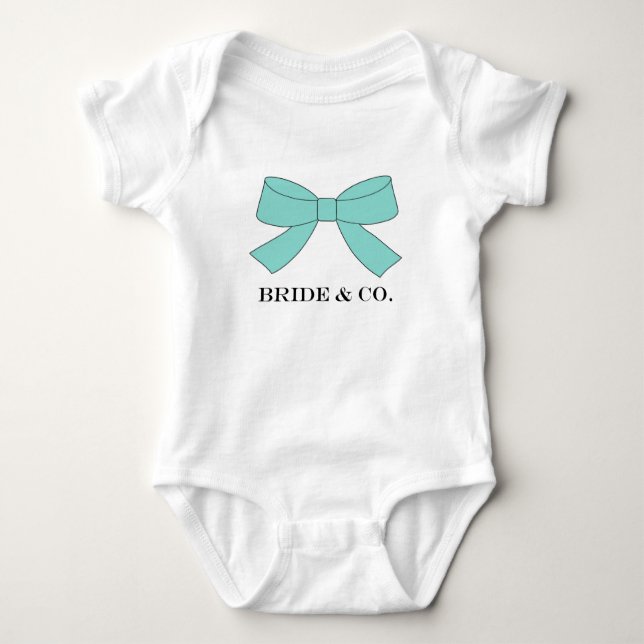 BRIDE Teal Blue Bow Tutu Shower Party Baby Bodysuit (Front)