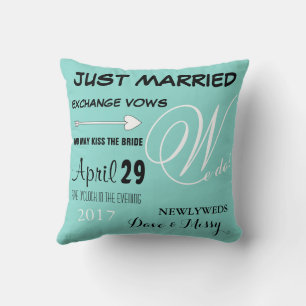 BRIDE Teal Blue Just Married We Do Cushion