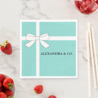 Bride Teal Blue Shower Personalised Tiara Party Napkin