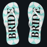 BRIDE Teal Blue Wedding Bridal Party Bride Jandals<br><div class="desc">Put a smile on her face when she receives these fun flip flops, be sure to give her the matching bag, she will love this fabulous gift! Look for coordinating groom flip flops, it makes the perfect Jack and Jill party gift set! All part of the BRIDE & CO. collection....</div>