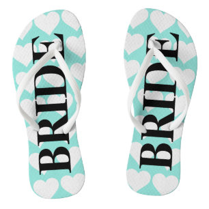 BRIDE Teal Blue Wedding Bridal Party Bride Jandals