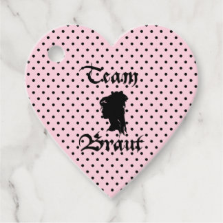 Bride Team Text with Dots Pink Favour Tags