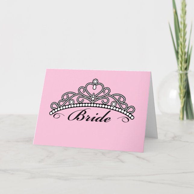 Bride Tiara Greeting Card (pink background) (Front)