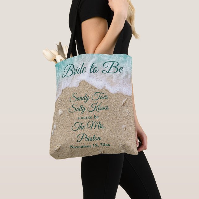 Bride to Be Beach Waves Sandy Toes Tote Bag (Close Up)