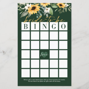 Bride-To-Be Bingo Sunflower Bridal Shower Game