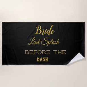 Bride To Be Black Gold Bachelorette Personalised Beach Towel