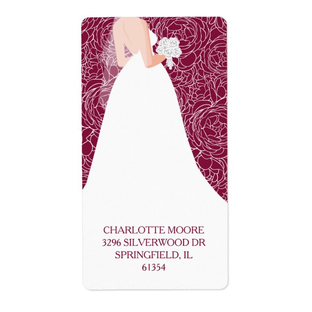 Bride to Be Bridal Shower Cranberry Return Address (Front)