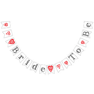 BRIDE TO BE Bridal Shower Decor: Black, White, Red Bunting