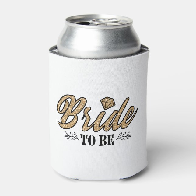 Bride To Be Can Cooler-Gold & Black Can Cooler (Can Front)