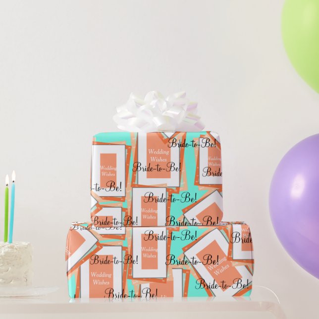 Bride to Be Cantaloupe Blue Wrapping Paper (Party Gifts)