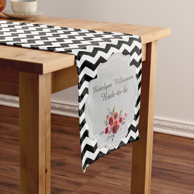 Bride To Be Chevron Personalised Table Runner (In Situ)