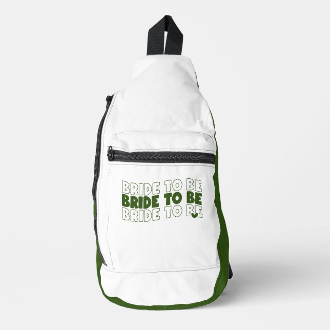 Bride-to-be Compact Hunter Green White Sling Bag (Front)