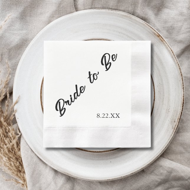 Bride to Be Custom Date Modern Wedding Napkin (Creator Uploaded)