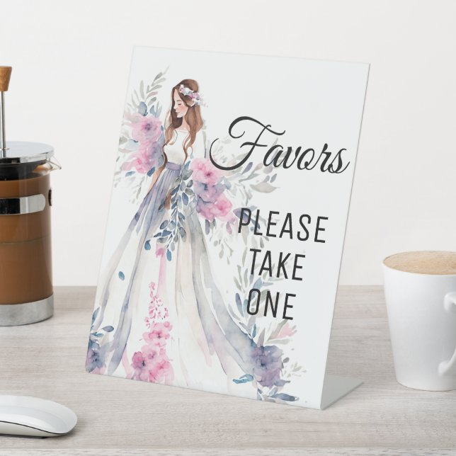 Bride to Be Elegant White Dress Favours Table Sign (In SItu)