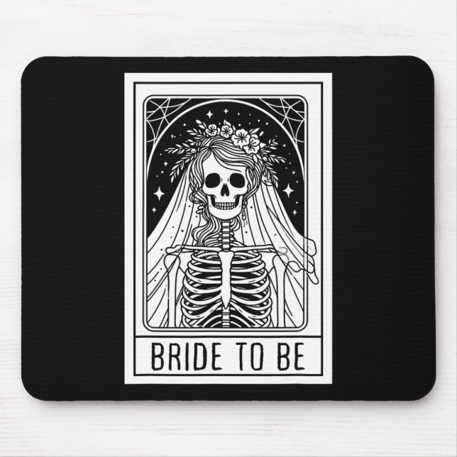 Bride To Be Gothic Skeleton Tarot Card Bachelorett Mouse Pad (Front)